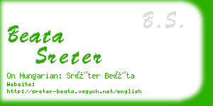 beata sreter business card